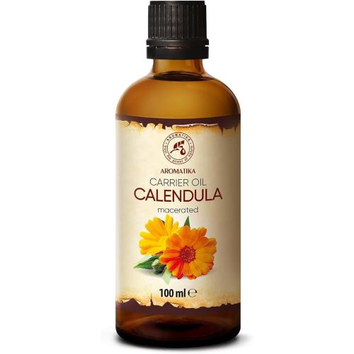 Calendula Oil 100ml - Calendula Officinalis Flower Extract - 100% Pure & Natural - Marigold Oil - Benefits for Skin - Nails - Hair - Face - Body - by Aromatika