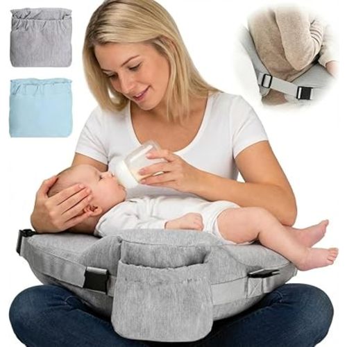 Nursing Pillow - with 2 Removable Cotton Cover, Firm Springy Memory Foam - Adjustable Waist Strap, Ergonomic Support, with Removable Backrest, Easier Breastfeeding
