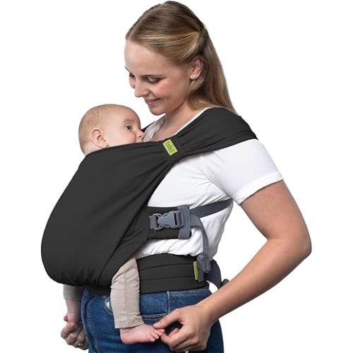 Boba Bliss Pre-Wrapped Baby Carrier with Buckle - Newborn to 7-35 lbs Light, Breathable & Easy to Adjust Hybrid Infant Sling & Toddler Carrier - Certified Hip-Healthy for 0-18 Months - Charcoal