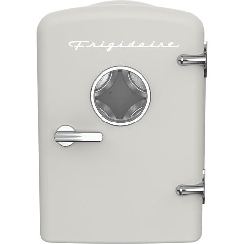 Frigidaire EFMIS171 Retro Mini Portable Personal Fridge - Ideal for Home, Office or Dorm - Includes Carrying Handle, AC/DC Wall/Car Charger (Grey)