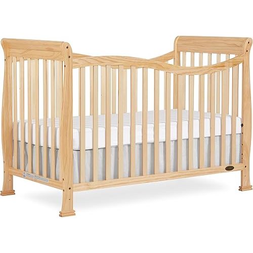 Dream On Me Violet 7-in-1 Convertible Full-Size Baby Crib with Toddler, Day & Full Bed Conversion in Natural, GreenGuard Gold & BSA, 4 Mattress Heights, Sustainable Pinewood