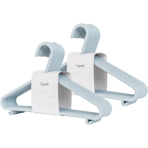 3 Sprouts Wheat Straw Plastic Hangers - 30-Pack Eco-Conscious Toddler Hangers for Child & Baby Clothes, Coats - Kid Closet Hanger Ideal for Small Girls, Boys, Children & Kids - Speckled Blue