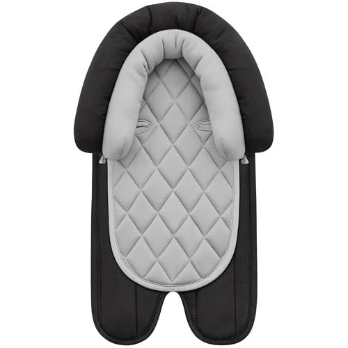 Pro Goleem Car Seat Head Support Infant, Soft Infant Car Seat Insert, 2 in 1 Carseat Head Support for Newborn, Perfect for Car Seat, Stroller, Swing, Bouncer, Gray and Black