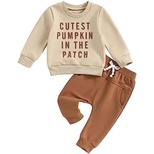 Toddler Baby Boy Halloween Outfit Long Sleeve Ghost/Pumpkin Sweatshirt Tops Elastic Pants 2PCS Fall Winter Clothes