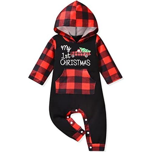 Aalizzwell Newborn Infant Baby Boys Girls Christmas Hooded Romper