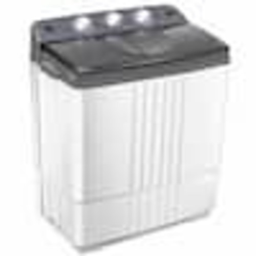 Gymax 2.4 cu. ft. Portable Top Load Washing Machine Compact Twin Tub 20 lbs. Capacity Washer Spinner in Grey GYM06033
