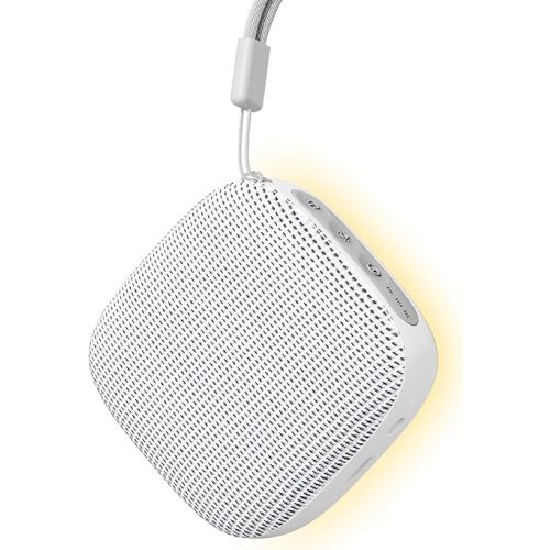 Portable Sound Machine for Travel, White Noise Sound Machine for Sleeping, 52-Hour Lasting Mini Noise Machine with 21 Quality Non-looping Sounds, Headphone Jack, Memory, Timer for Adults,Hotel (White)