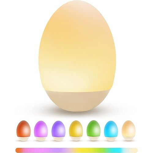 Silicone Egg Light for Nursery with 256 RGB Color,Dimmable Night Light for Kids,Brightness Memory Baby Night Light,Soft BPA Free Table&Bedside Lamp for Toddler,Tumbler Toy,Eye Caring