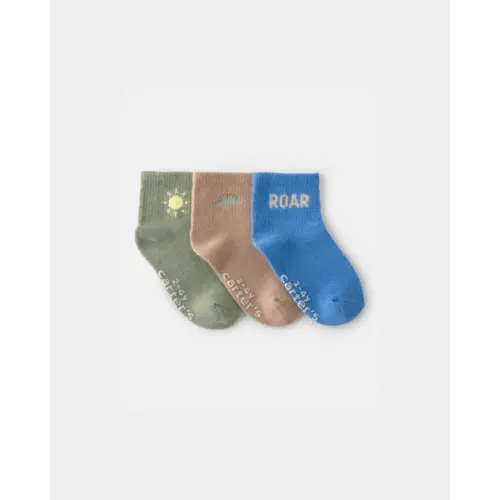 Toddler Boy 3-Pack Dino Ankle Socks - Blue/Grey | Carter's