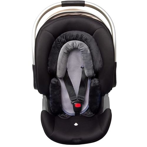 Pro Goleem Breathable 3-in-1 Infant Car Seat Head Support, Soft Infant Car Seat Insert, Carseat Cushion for Toddler, Perfect for Car Seat, Strollers, Swings, Carrier, Bouncer, Black and Grey