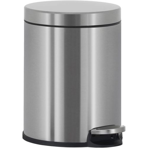 Trash Can Stainless Steel Mini Trash Can 6L/1.6Gallon Round Portable Pedal Garbage Can with Lid for Bathroom, Office, Kitchen Capacity Removable Inner Basket Easy to Clean (1)