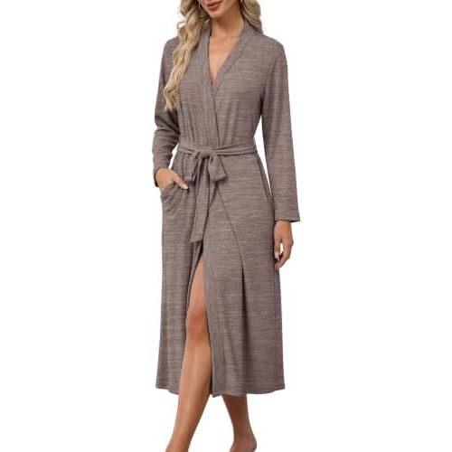 Ekouaer Robes for Women Lightweight Long Bathrobe Soft Knit Bath Robe S-2XL