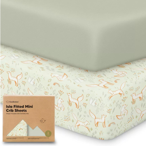 COLOR FOXTROT – 2-Pack Mini Crib Sheets, Pack and Play Sheets Fitted, Pack N Play Sheets, Organic Fitted Crib Sheet Cover