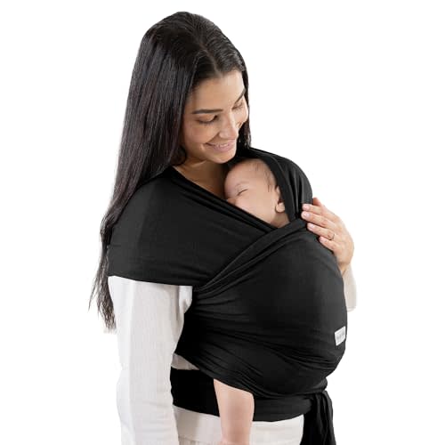 Comfy Cubs Baby Wrap Carrier - Soft & Secure Fit Cotton Blend Baby Carrier Newborn to Toddler - Hands-Free & Lightweight Infant Wrap - Adjustable, One Size Fits All Toddler Sling - Black