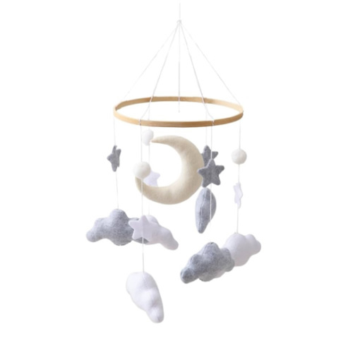 GOODMOM Sleeping Bear Baby Crib Mobile - Handmade Soothing Bedtime Baby Mobile for Crib - Felt Night Mood Nursery Decor for Baby Boys & Girls - Easy Assembly & Durable – Perfect Newborn Gifts