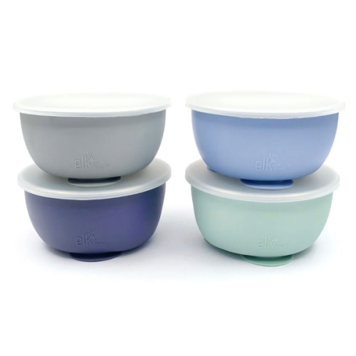Stainless Steel Bowl with Silicone Suction Sleeve + Lids
