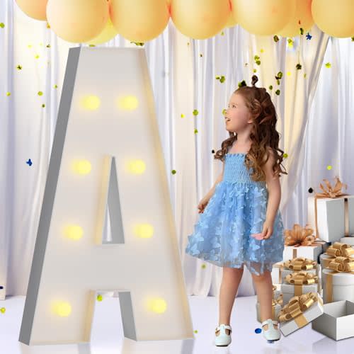 imprsv 3FT Marquee Letters, Mosaic Light Up Letters for Birthday Baby Shower Wedding Engagement Party Backdrop Decor, Large Marquee A for Party Decorations