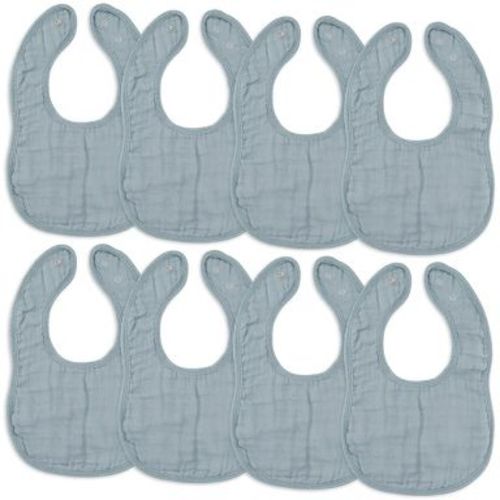 Muslin Cotton Baby Bibs, 8 Pack, Adjustable Size with Easy Snaps, Soft and Super Absorbent, Washable and Reusable - Pacific Blue