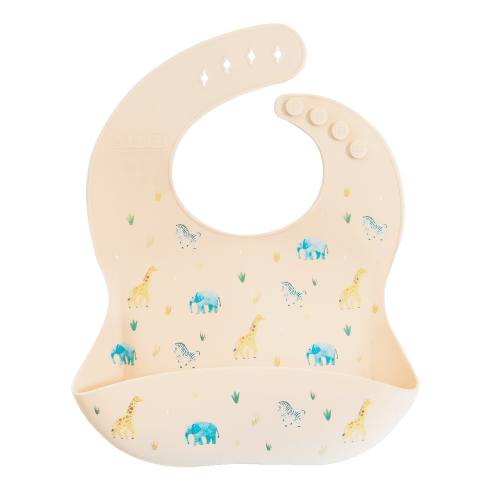 Silicone Bib Safari Warm Cream – Austin Baby Collection