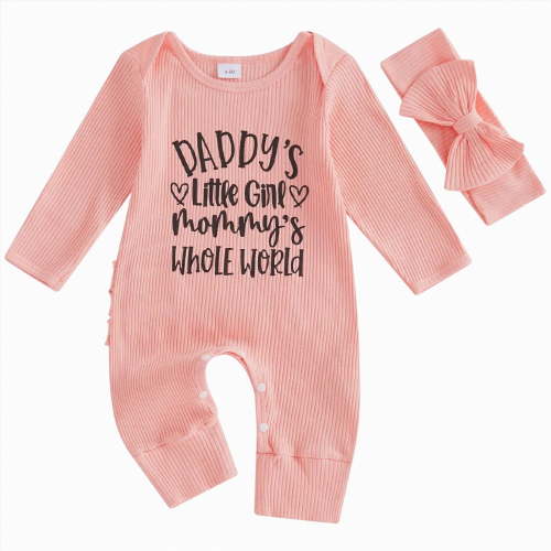 larppty Baby Girl Romper I Love Mom Jumpsuit Newborn Preemie Hospital Coming Home Clothes(Light Pink)