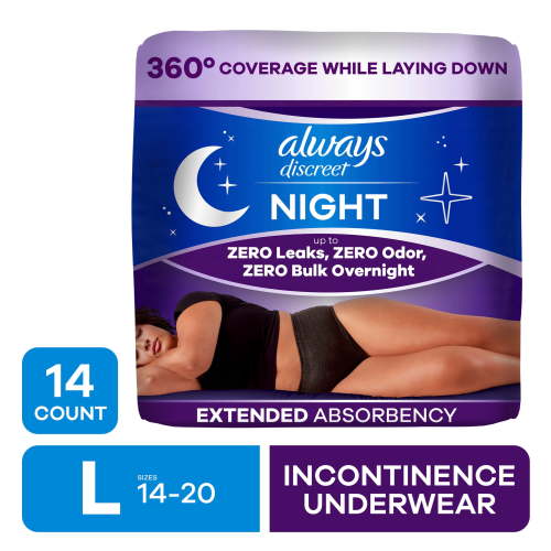 Always Discreet, Night adult diapers, Size L, 14 ct