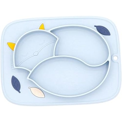 1pc Fox Shaped Silicone Suction Plate for Food Grade Divided Design Microwave Safe Temperature Resistant for Balanced Nutrition and Mealtime Fun