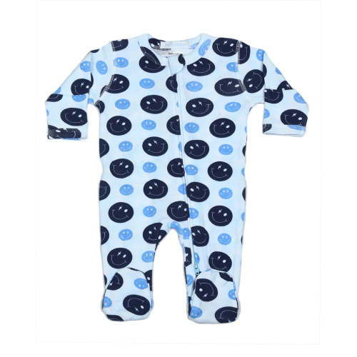 Baby Zipper Footie - Blue Smiles