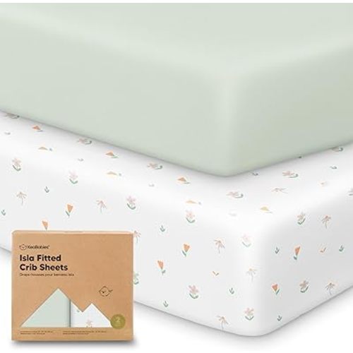 KeaBabies 2-Pack Baby Crib Sheets for Boys, Girls - 52x28 Viscose Derived from Bamboo Toddler Bed Sheets Neutral, Fitted Crib Mattress Cover for Standard Baby Bedding, Soft & Cozy (Wildflowers)