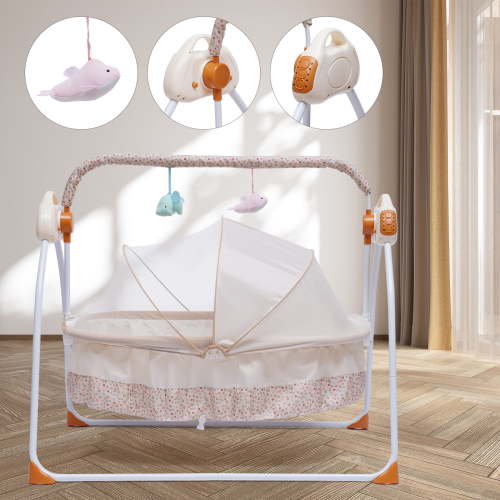 Auto-Swing Bed Bedside Bassinet Newborn Electric Baby Crib Cradle Rocking Basket