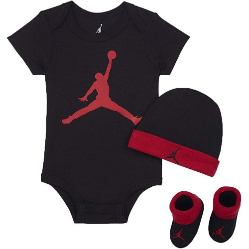 Nike Jordan Jumpman 3 Piece Infant Set (Black(LJ0041-KR5)/Red, 0-6 Months)