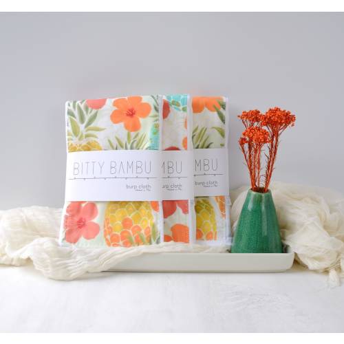 Hawaii Baby Gift, Pineapples and Hibiscus Baby Shower Gift, Burp Cloth Gift Set, Handmade in Maui