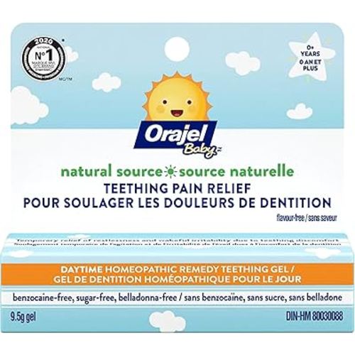 Orajel Baby Natural Source Gel de dentition homéopathique pour bébé – Apaise les douleurs des gencives, soutient le confort et le soulagement, sans danger pour les bébés, 9,5 g