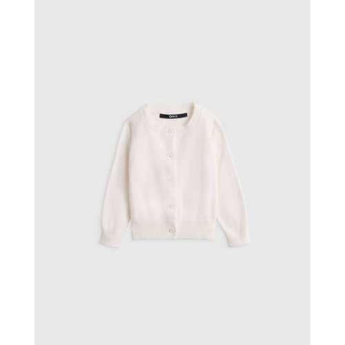 100% Organic Cotton Crewneck Cardigan in Ivory