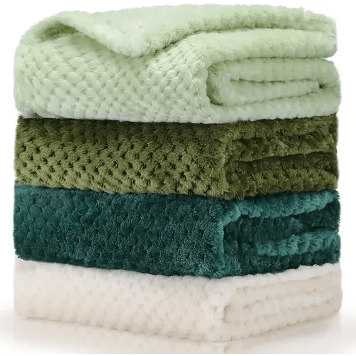 Frienda 4 Pcs Baby Fuzzy Blanket Fluffy Baby Blanket for Boys Girls Soft Warm Infant Newborn Toddler Receiving Nursery Bed Supplies, 32 x 24 Inch(Green Color)