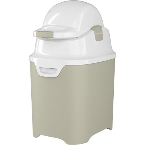Foundations Mini Diaper Pail with Airtight Lid, Durable & Odorless Diaper Disposal, Large Capacity, Holds up to 30 Newborn Diapers, Refill with Any Bags, Sand