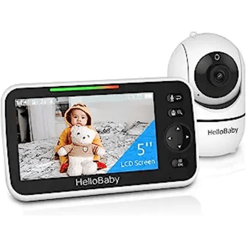 HelloBaby Upgrade Monitor, 5''Sreen with 30-Hour Battery, Pan-Tilt-Zoom Video Baby Monitor with Camera and Audio, Night Vision, VOX, 2-Way Talk, 8 Lullabies and 1000ft Range No WiFi, Ideal Gifts - HB6550pro