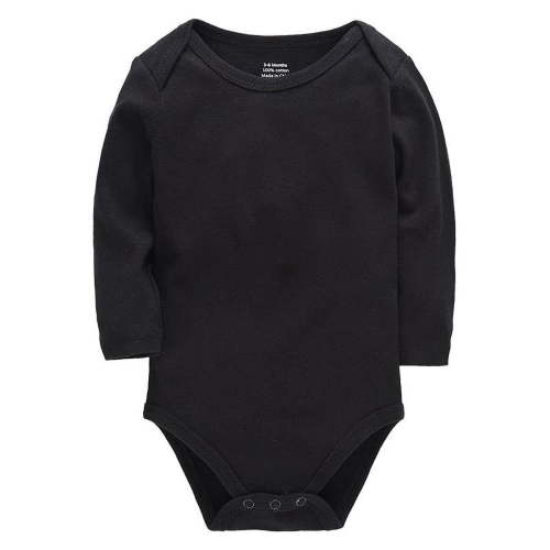 Povozer Baby Boys and Girls Long Sleeve Solid Color Onesie Bodysuits(Black,0-3M)