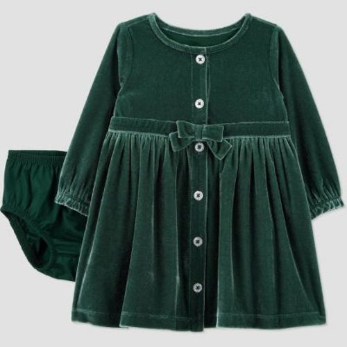 Carter's Just One You® Baby Girls' 2pc Holiday Velour Dress - Green