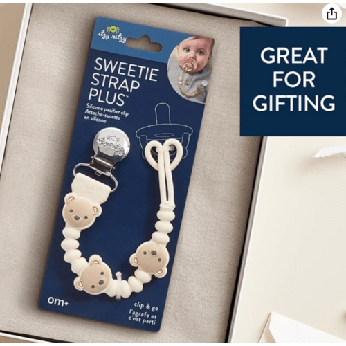 Itzy Ritzy Silicone Pacifier Clip; 100% Food Grade Silicone Pacifier Strap with Clip Keeps Pacifiers, Teethers & Small Toys in Place; Features One-Piece Design, Bear Character & Silicone Cord (Bear)