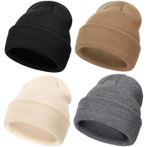 DRESHOW BQUBO 4 Pack Baby Beanies Toddler Kids Winter Hats Soft Knit Hat for Baby Boys Girls Warm Cap Beanies