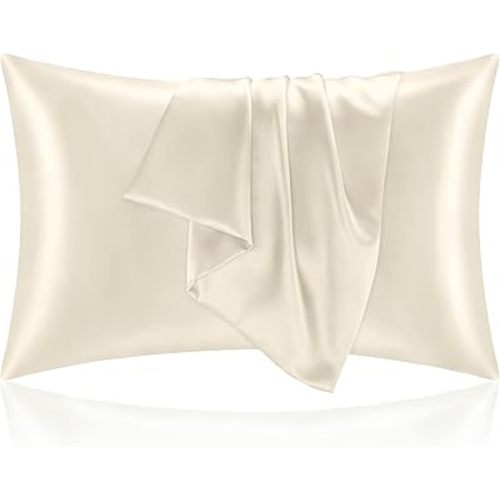 BEDELITE Satin Pillowcase for Hair and Skin, Super Soft and Cooling Similar to Silk Pillow Cases 2 Pack with Envelope Closure, Gift for Women Men(20"x26" Standard Size, Beige)