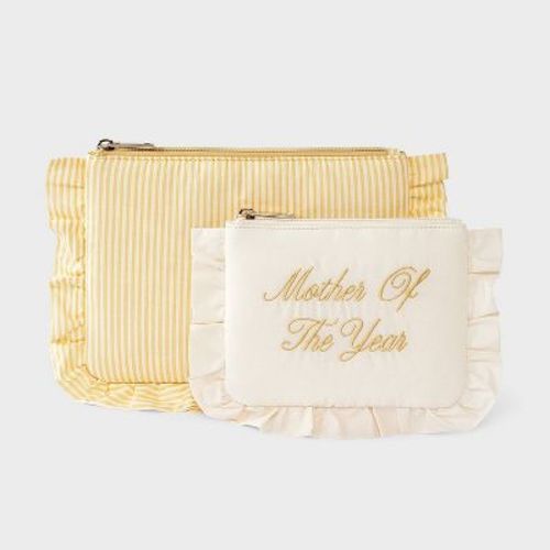 Mother's Day Striped Ruffle Pouch 2pc Set - A New Day™ Yellow