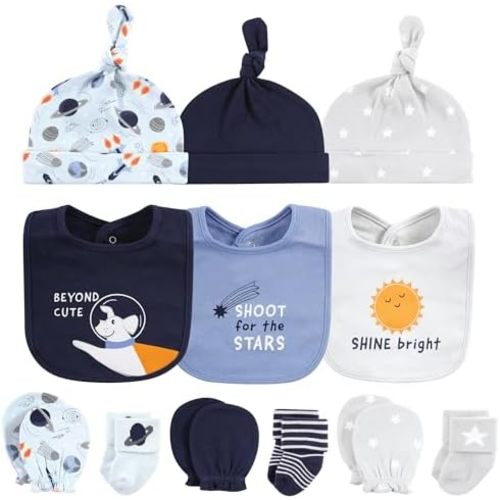 Hudson Baby unisex-baby Caps Or Headbands, Bibs, Mittens and Socks 12pc Set