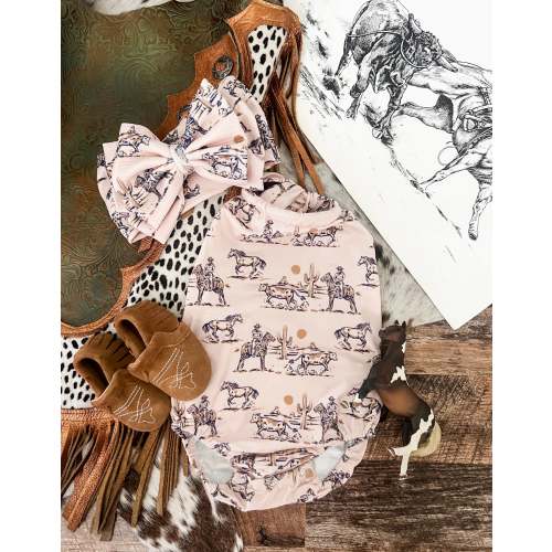 Desert Runaway Ruffle Romper & Bow (little kid)