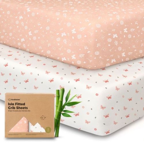 KeaBabies 2pk Isla Fitted Crib Sheets for Boys, Girls, 52x28 Baby Crib Sheet, Fits Standard Nursery Crib Mattresses (Butterflies)