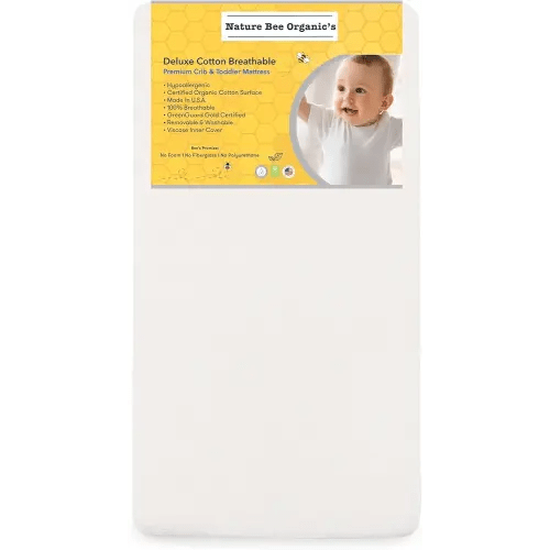 Nature Bee Organic's Premier Breathable Crib & Toddler Mattress I 100% Breathable I GreenGuard Gold Certified I 100% Hypoallergenic I 5 inch Crib Mattress