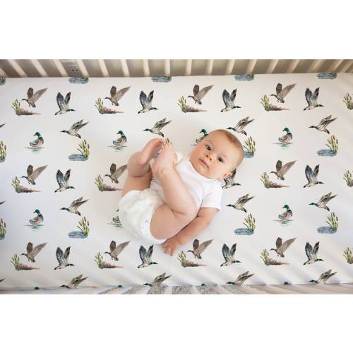 Custom Mallard Duck Crib Sheet - Custom Duck Hunting Crib Bedding -Baby Boy Shower Gifts Duck Nursery- Duck Hunting Sheet Changing Pad -A540