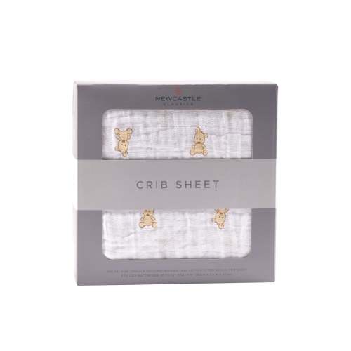 Teddy Bear Cotton Muslin Crib Sheet
