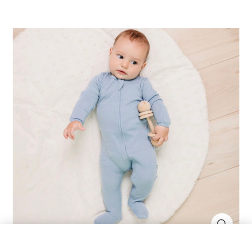 Footie Pajamas, Merino Wool, Blue