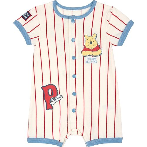 Disney Winnie the Pooh Baby Boys' Printed Short Sleeve Jersey Coverall with Snap Closure Light Blue Pooh 6-9 Months